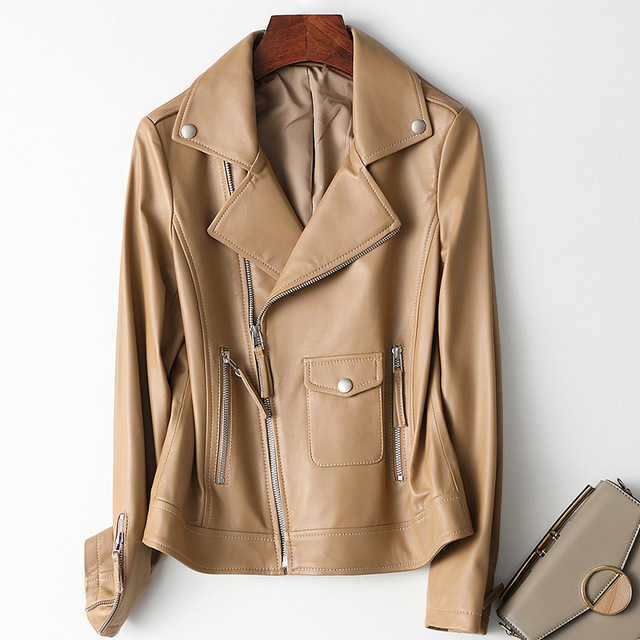 Jaqueta feminina de couro legítimo 100%, casaco de pele de carneiro, jaqueta feminina couro legítimo preto, branco, marrom