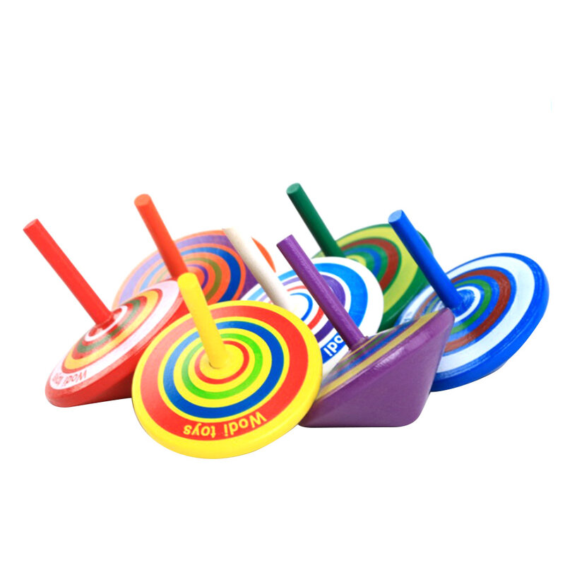 Mini Top giratorio de madera para niños y adultos, juguete de descompresión de 1/5 piezas, colorido, para aliviar la ansiedad y el estrés