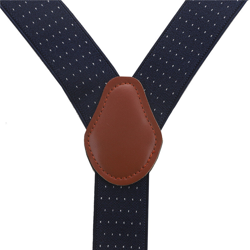 Bretelles élastiques en cuir marron vintage pour hommes, bretelles décontractées pour hommes, alliage, commercial, style occidental, fjMan, 6 clips