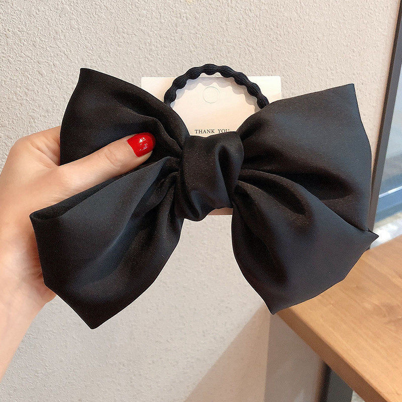 Hair bands  Scrunchie With Pearl Fashion Style Headband Black Elastic Bow Hair Accessories For Girls Women JX012610