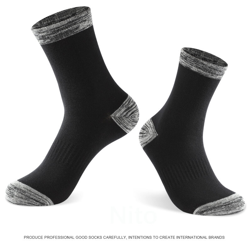 6 Pair Winter Men Socks Cotton Black Leisure Business Long Socks Walking Running Hiking Thermal Socks For Male Plus Size 38-48