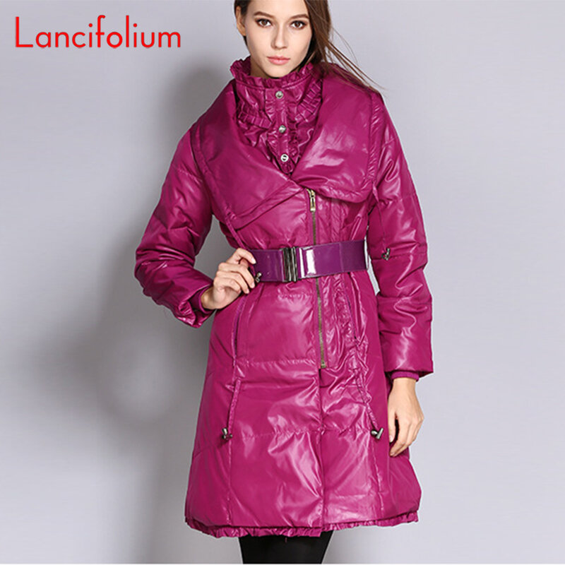 冬のロングコートの女性 2020 ファッション厚く暖かいフグジャケット女性雪の服黒のエレガントなパーカーバブル入り生き抜く