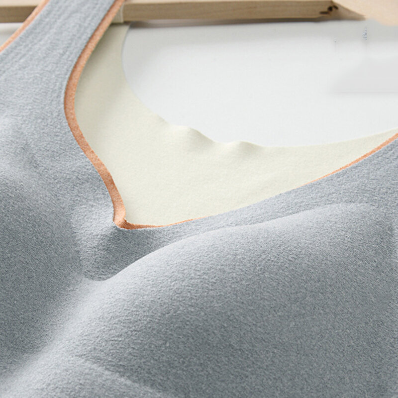 Ropa interior térmica acolchada para mujer, camisetas íntimas sexys simples, ligeras y esculpidas, calefacción sin costuras, de alta elasticidad, para invierno