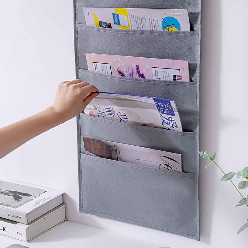 Rak Majalah Kain Rak Penyimpanan Koran Klasifikasi Mengatur Tas untuk Hiasan Dinding Alat Penyimpanan Buku Kantor E12200