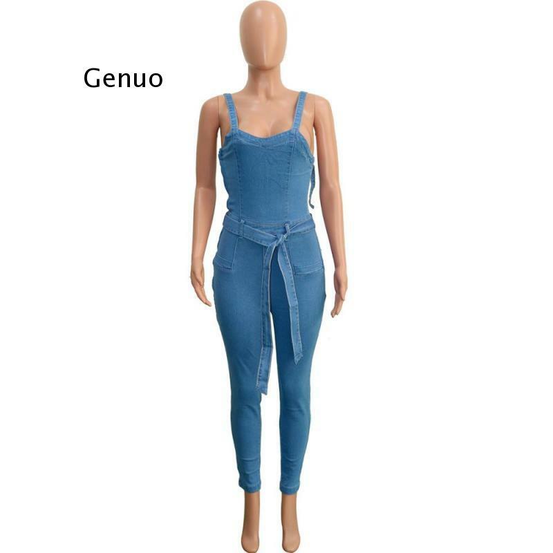 Macacão feminino liso jeans, peça macacão feminino com bolsos casual casual sexy