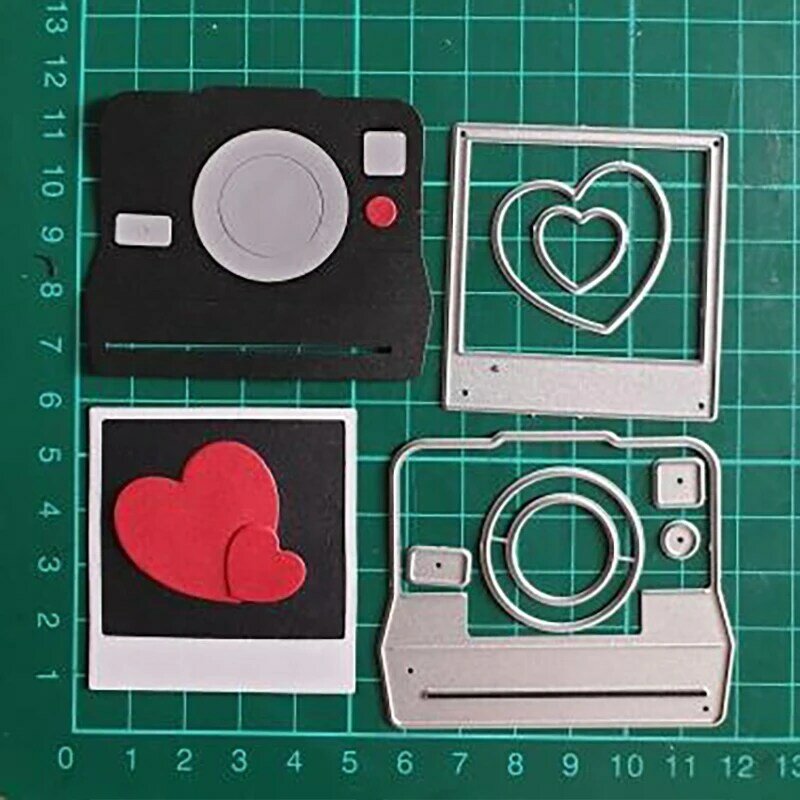 Metal aço quadros corte dados câmera quadrada coração diy sucata reserva álbum de fotos gravando papel cards5.2 * 12cm