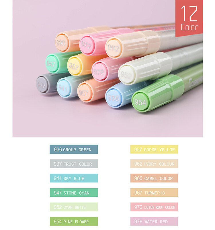 GN 12/24 Macaron Colors Acrylic Paint Marker Pens Water-based Pen For Rock Stone Ceramic Porcelain Mug Wood Fabric Canvas Glass
