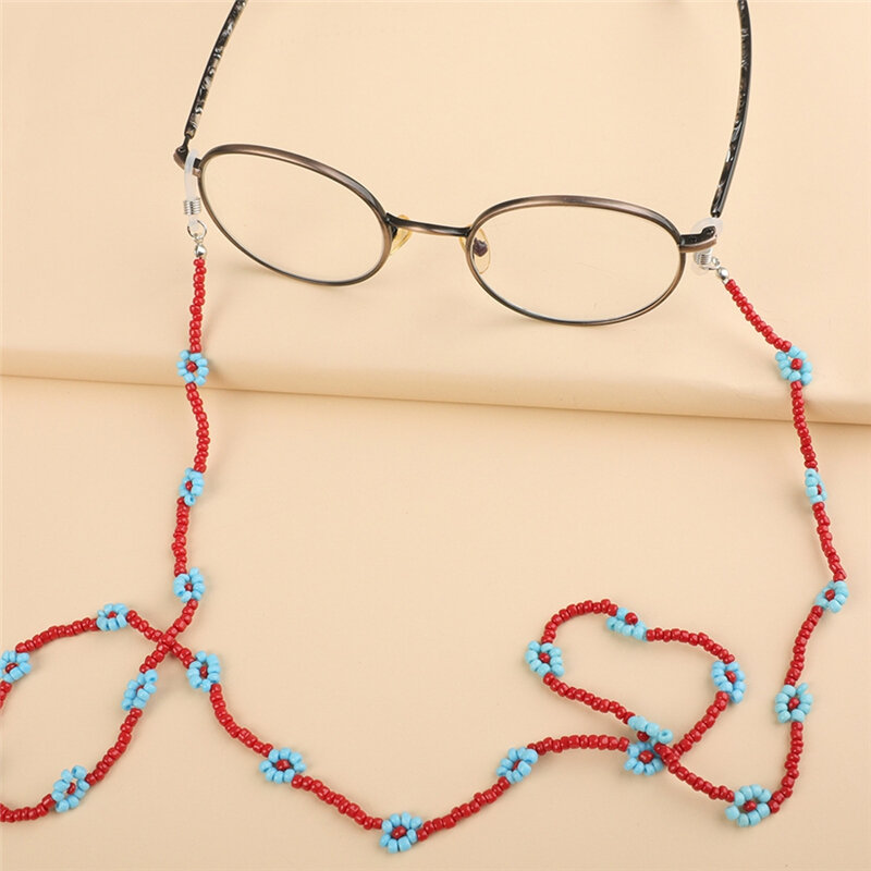 Imixlot – chaîne de lunettes pour femmes, bohème, perles de riz tissées à la main, fleur de marguerite, mode, sangle de cou antidérapante