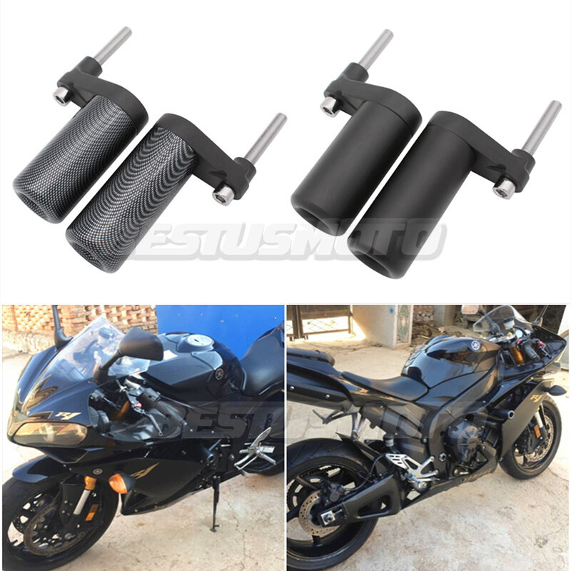 Deslizadores de marco sin corte de carbono para motocicleta, Protector contra caídas y choques, color negro, para Yamaha YZF-R1, YZFR1, YZF, R1, 2007, 2008