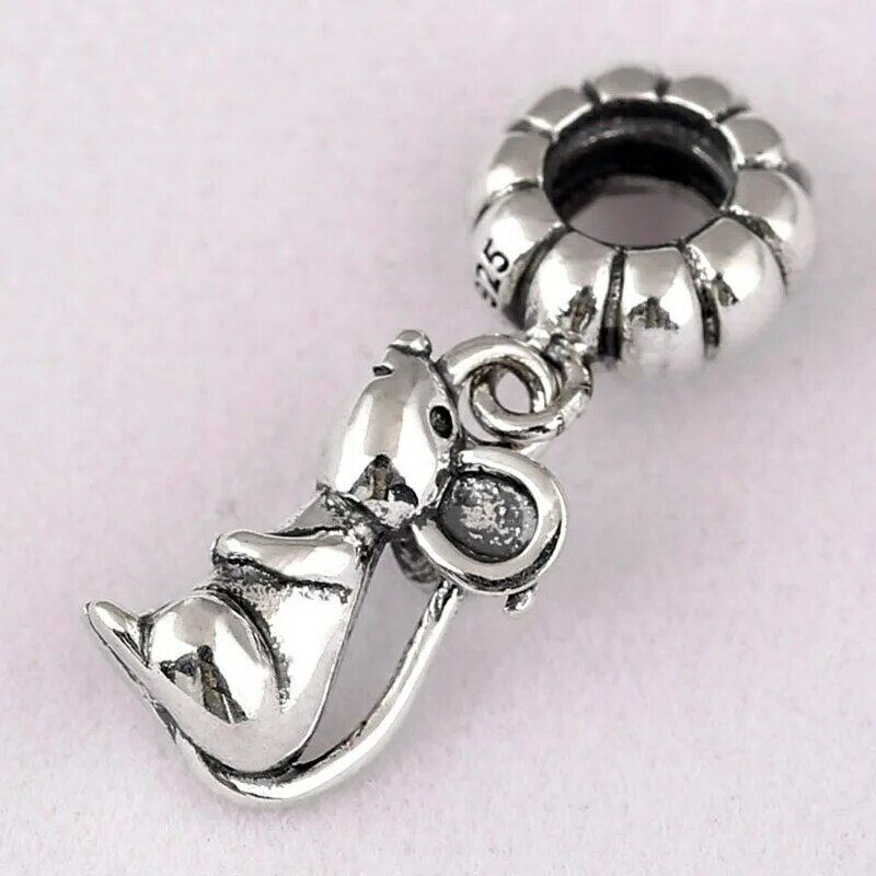 New 925 Sterling Silver Charm Vintage Cute Chinese Zodiac Rat Mouse Pendant Bead Fit Original Bracelet Necklace DIY Jewelry