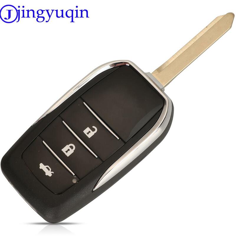 Jingyuqin เคสกุญแจรถดัดแปลงรีโมทรถยนต์สำหรับ Toyota Yaris Carina Corolla Avensis กุญแจพับได้ใบมีด Toy47