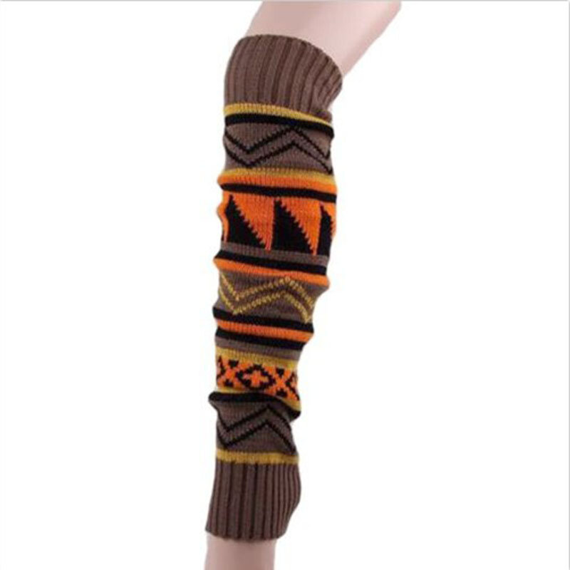 Calcetines largos bohemios para mujer, calentadores hasta la rodilla, de punto, Crochet