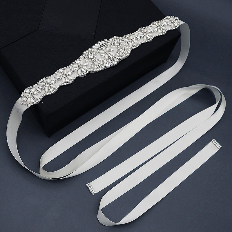 QYY Rhinestone Bridal Belts for Women Wedding Dress Belt Accessories Party Pearl Crystal Prom Strass Bride Sash Bridesmaid Gift