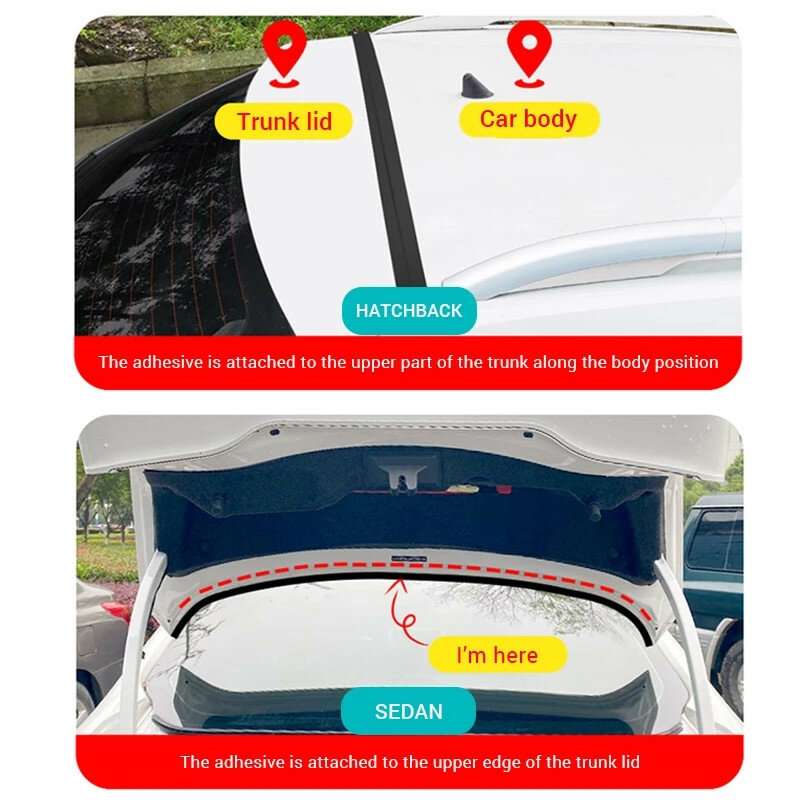 Car Rubber Sealing Strip Auto Trunk Lid Gap Seal Strip For SUV Hatchback Upper Edge Trim Car Auto Dustproof Sealant Accessories