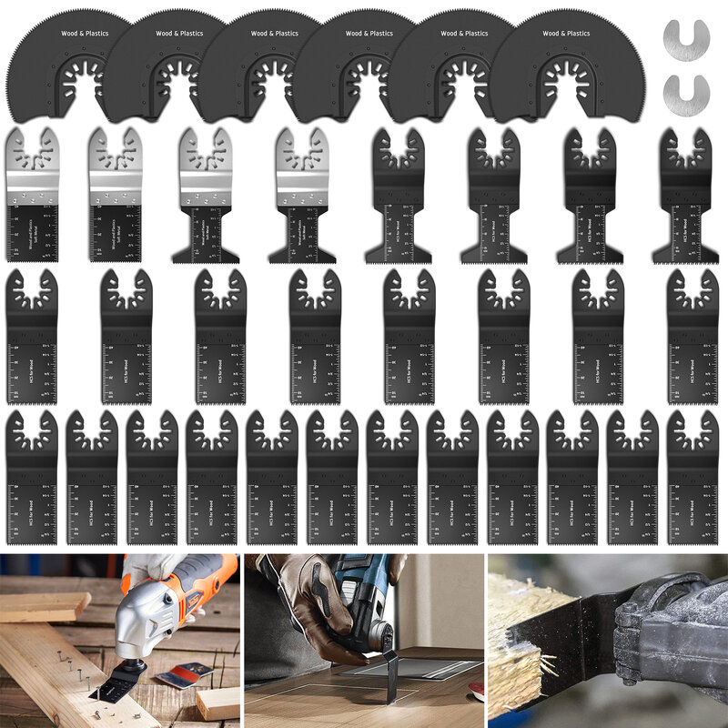 52PCS Saw Blades Power Oscillating Tool Blades Cutting Multi-saw Blade Swing Tool Blades Compatible with Swing Multi-tools