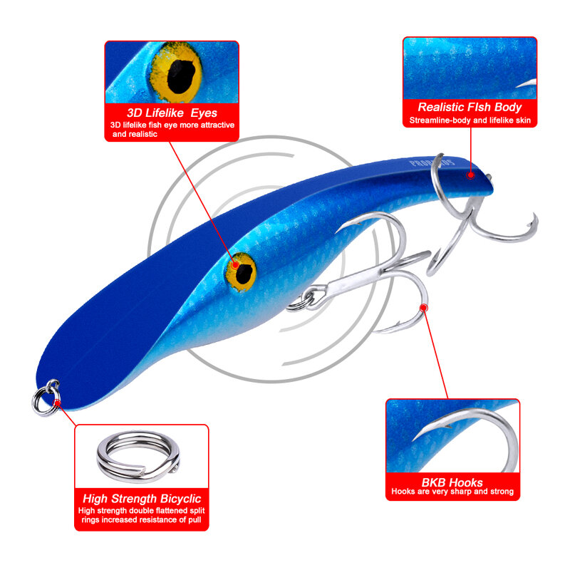 8PCS Pencil Wobbler Fishing Bait  Crankbait 44g/14.5cm Big Seafishing lure Artificial Minnow Hard Lure with 2# Hook Bass Tackle