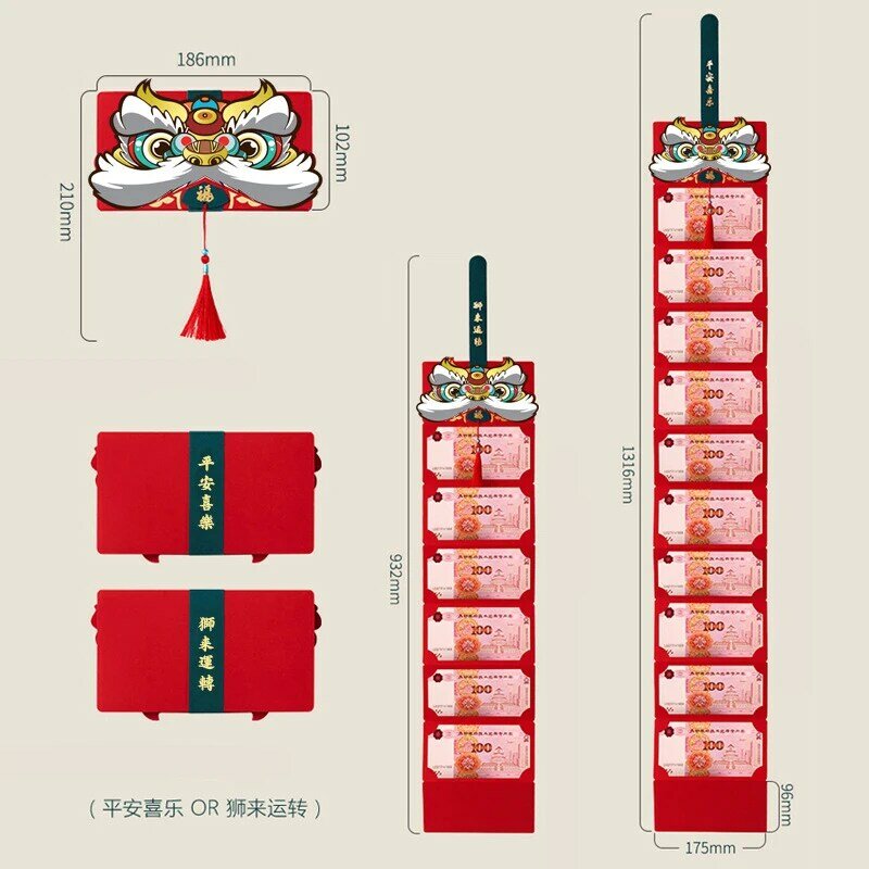 빨간 봉투 구정 장식 2022 호랑이 HongBao 빨간 주머니 봉투 새해 호랑이 봄 축제 빨간 패킷
