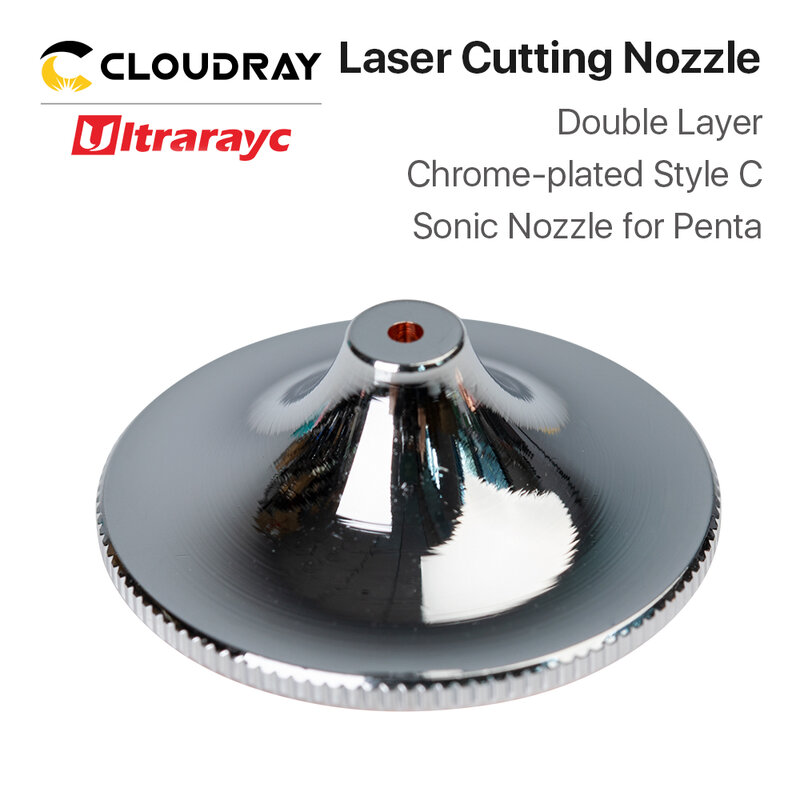 Ultrarayc หัวฉีดเลเซอร์ชุบโครเมี่ยมสองชั้น D28ขนาดลำกล้อง1.2มม.-1.6มม. สำหรับตัดโลหะ Penta SONIC