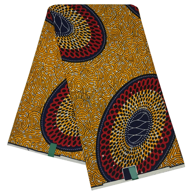 2019 New Arrivals Pagne Guaranteed Tissus Yellow Polyester Pattern Printed Fabric African Wax Fabric