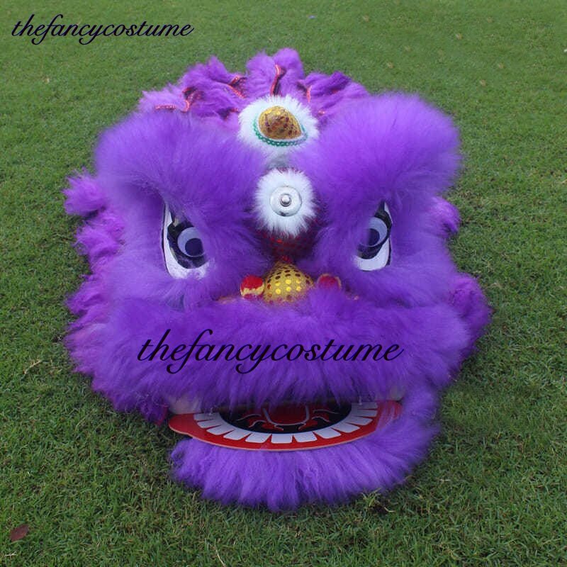 Fato de mascote da dança do leão para crianças, adereços do festival chinês, olhos reais piscando, vestido de festa familiar, 2-5 Idades, 12 cm