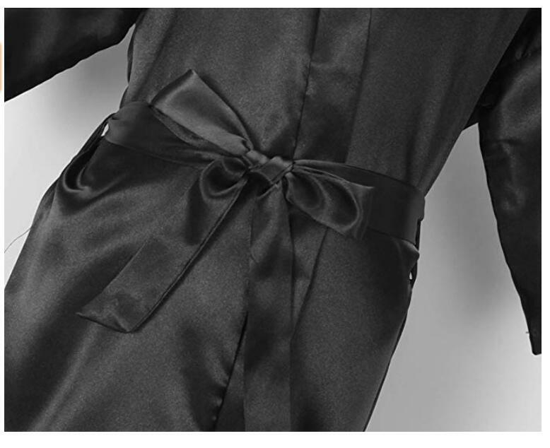 Черный атласный халат серебристо-серого цвета для подружки невесты, вечерние свадебные наряды, свадебный подарок подружке невесты