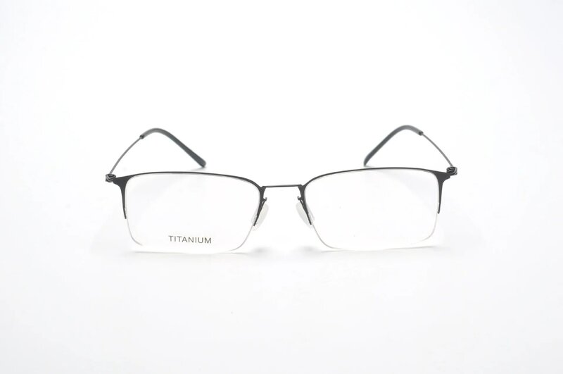 Montura de gafas sin tornillos para hombre, montura de media llanta, ultraligeras, de negocios, cara grande, gafas cuadradas para Miopía
