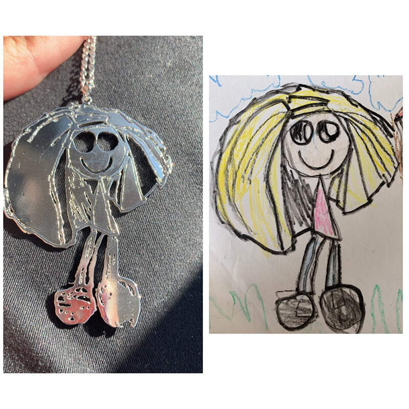 UZone collana da disegno per bambini personalizzata collana personalizzata per bambini in acciaio inossidabile Design personalizzato nome LOGO regalo