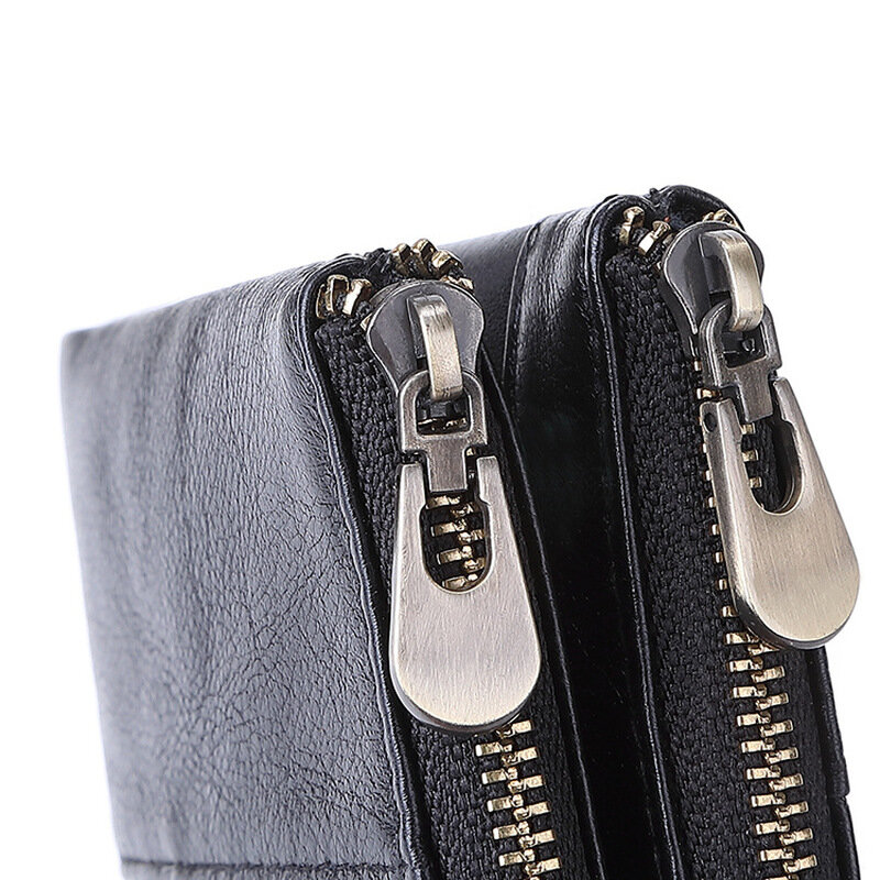 MISFITS 새로운 정품 가죽 다기능 롱 지갑 암소 지퍼 머니 클립 대용량 지갑 카드 홀더 수제