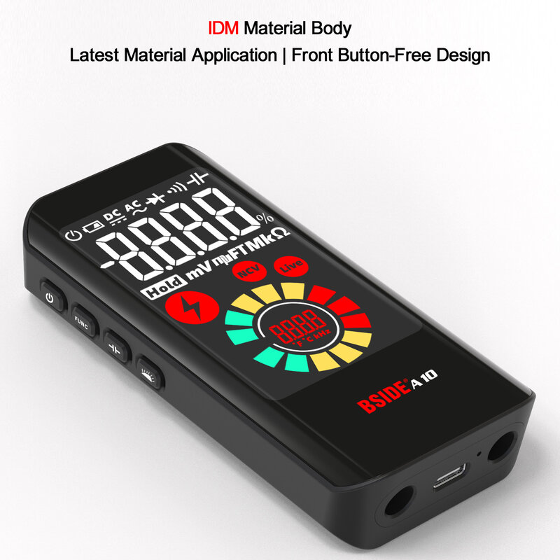 BSIDE A10 multimetro digitale a colori LCD ricaricabile Pocket Smart voltmetro condensatore diodo Ohm Hertz Duty Cycle Tester di tensione