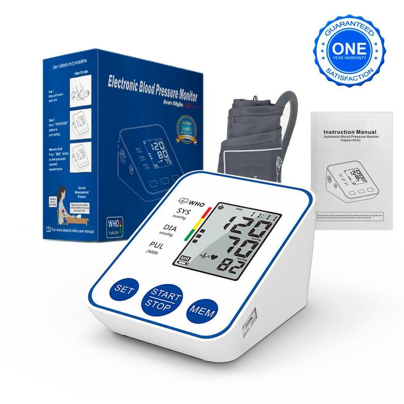 Monitor Tekanan Darah Lengan Atas Otomatis Digital Monitor Tekanan Darah Manset Rumah BP Manometer dengan Tampilan LCD Besar