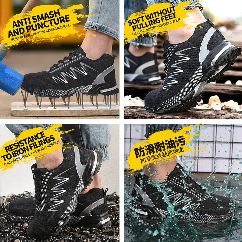 QUHENG-botas impermeables con piel para hombre y mujer, zapatos informales de trabajo, zapatillas indestructibles, para invierno