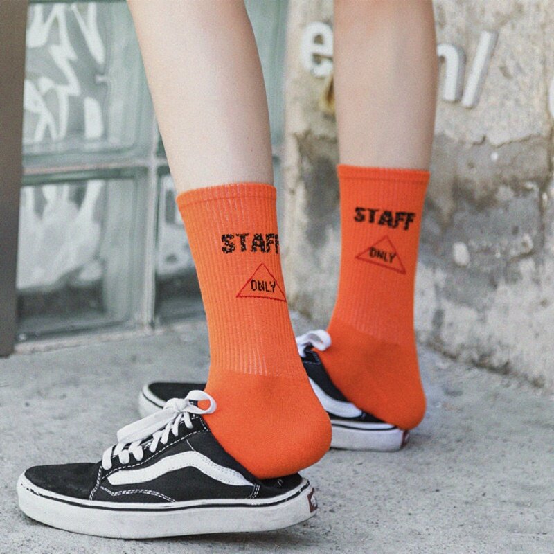 Английские хлопковые носки с буквенным принтом средней длины Harajuku для мужчин и женщин, уличные брендовые носки для скейтборда