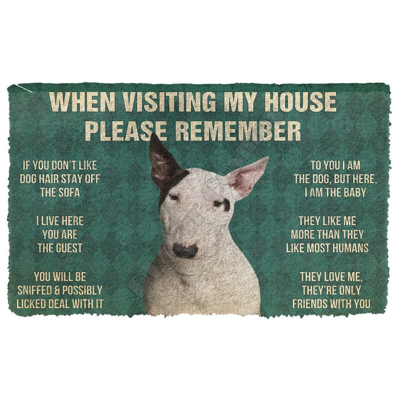 3D si prega di ricordare Bull Terrier regole della casa del cane zerbino antiscivolo tappetini per porte Decor portico zerbino