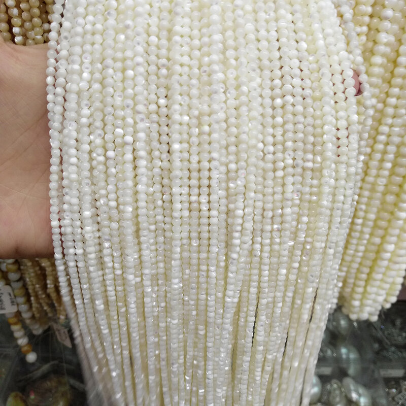 Grosir Manik Manik Kerang Alami Manik Longgar Kerang Kerajinan Bentuk Bulat Putih untuk Aksesori Kalung Gelang DIY Pembuatan Perhiasan