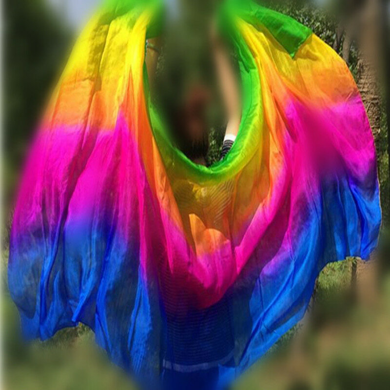 Velo de seda personalizado para danza del vientre, bufanda de 200cm, 250cm, 270cm, chal de color amarillo, naranja, rosa, púrpura, gradiente, envío gratis