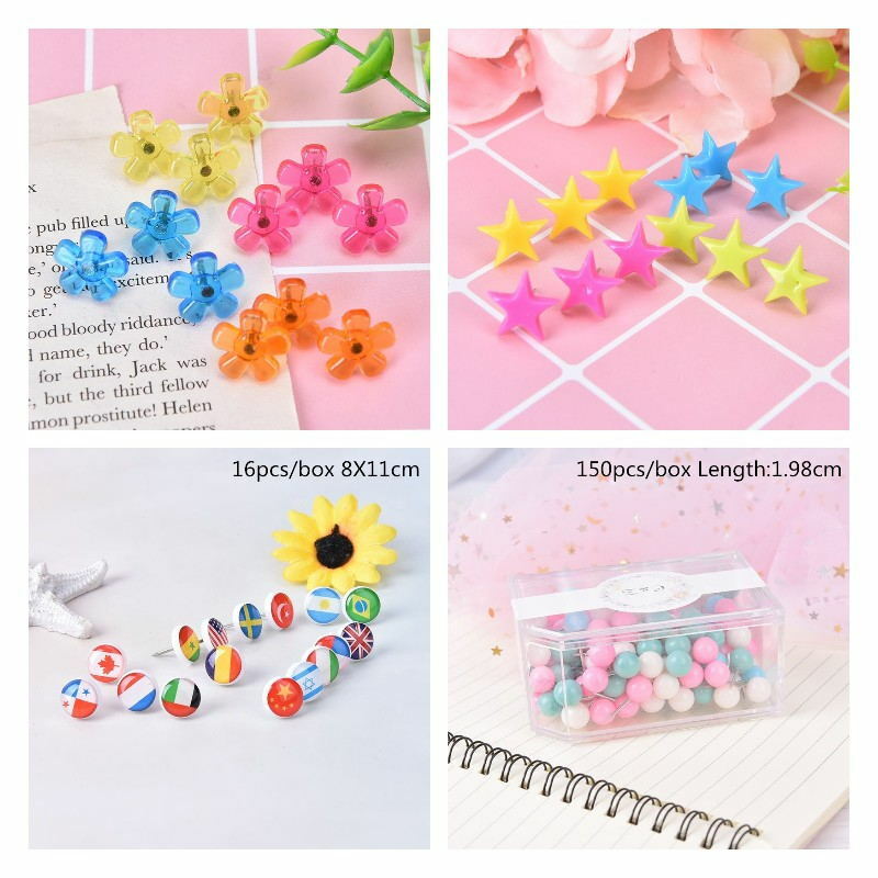 12/16/50/80/150pcs NEW Office School Accessories Supplies Map Tacks Plastic Cork Board Safety Colored Push Pins Thumbtack