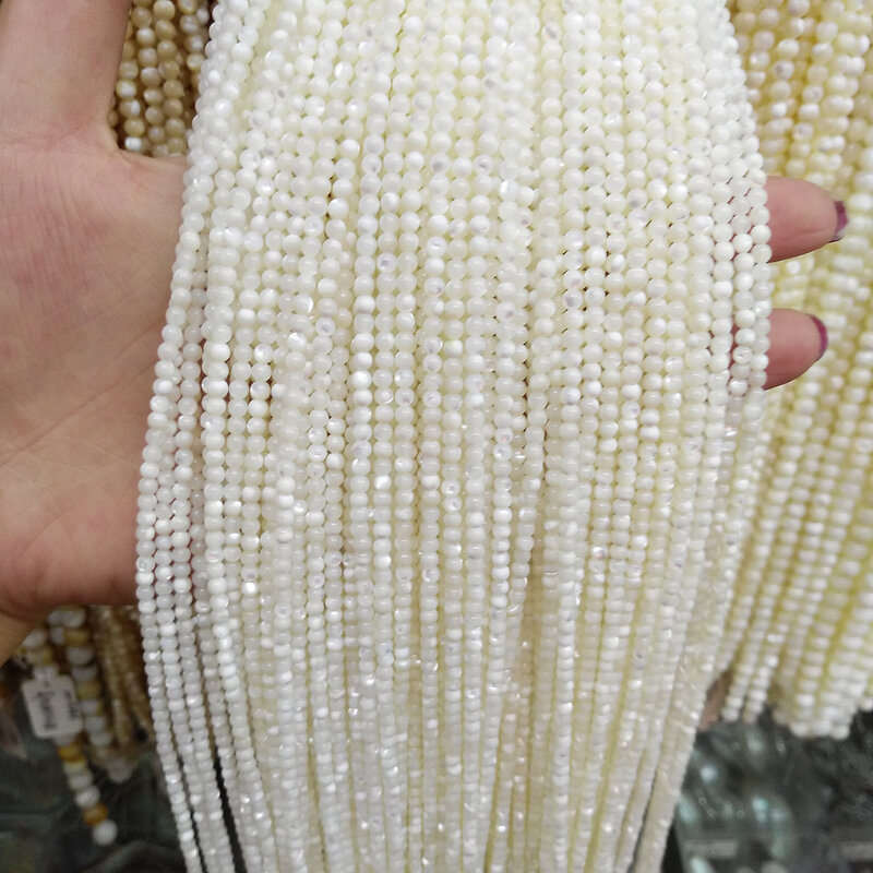 Cuentas de concha Natural para fabricación de joyas, cuentas sueltas de forma redonda blanca, accesorios de collar de pulsera DIY, venta al por mayor