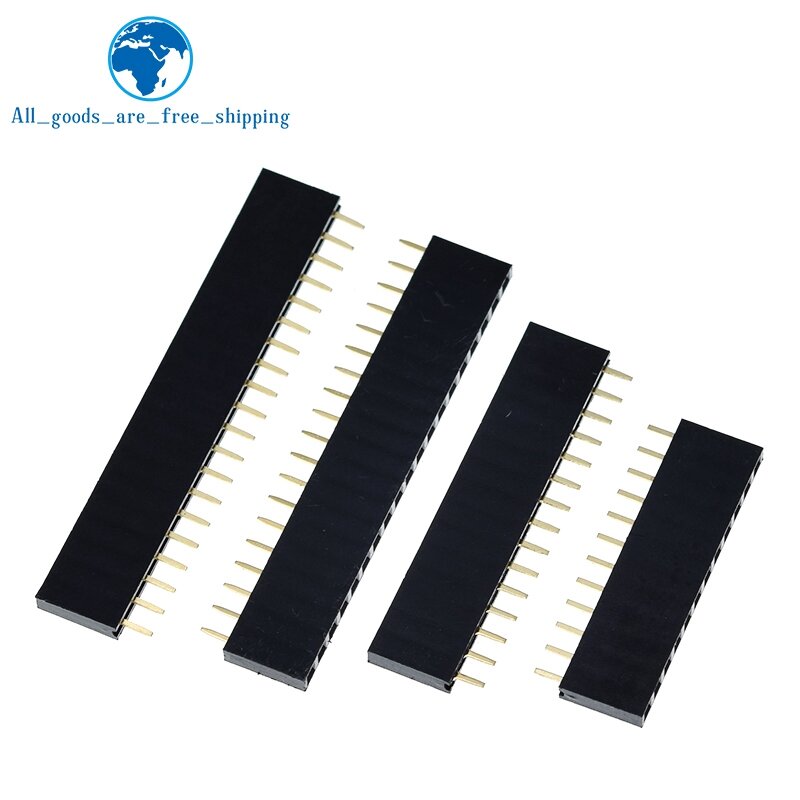 TZT-único encabeçamento fêmea do Pin da fileira, passo do soquete, 2.54mm, 1x2P, 3P, 4P, 6P, 8P, 12P, 15P, 20P, 40P, Arduino, 10 PCes