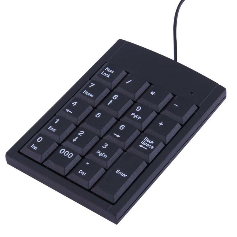 Mini teclado USB con cable USB, adaptador de teclado numérico, 19 teclas para ordenador portátil, PC, Windows 2000 XP Vista 7 o Millennium Edition