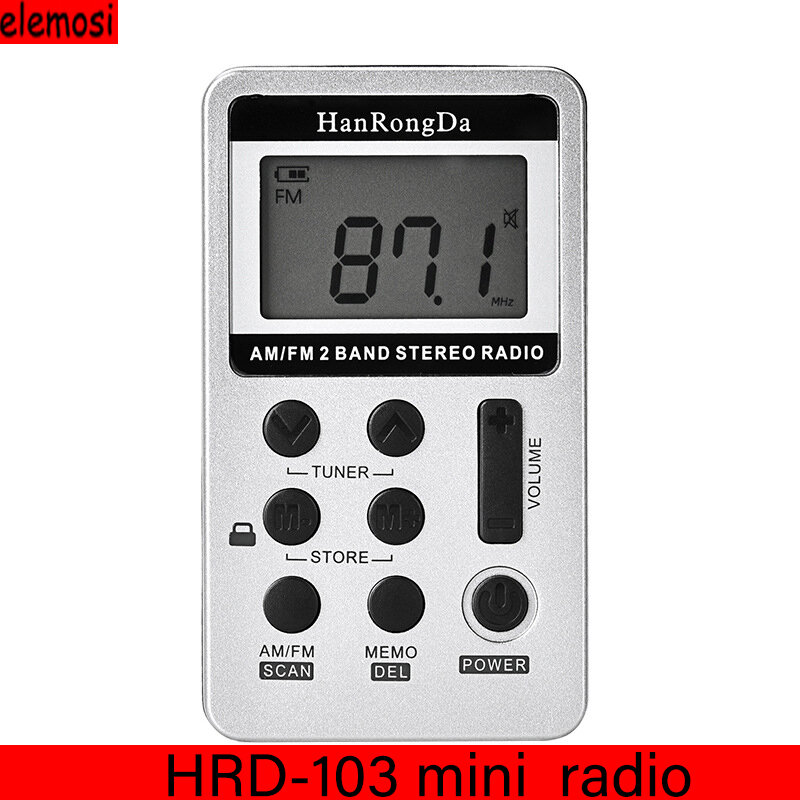 Mini Radio Portable Mini FM / AM Two-band Radio FM Tuned Medium Wave Radio DSP LCD Display