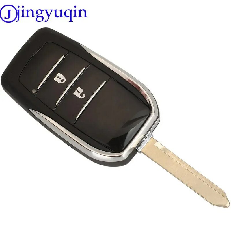 Jingyuqin-carcasa de llave de coche remota modificada para Toyota Yaris, Carina, Corolla, Avensis, llave plegable Flid, hoja Toy47
