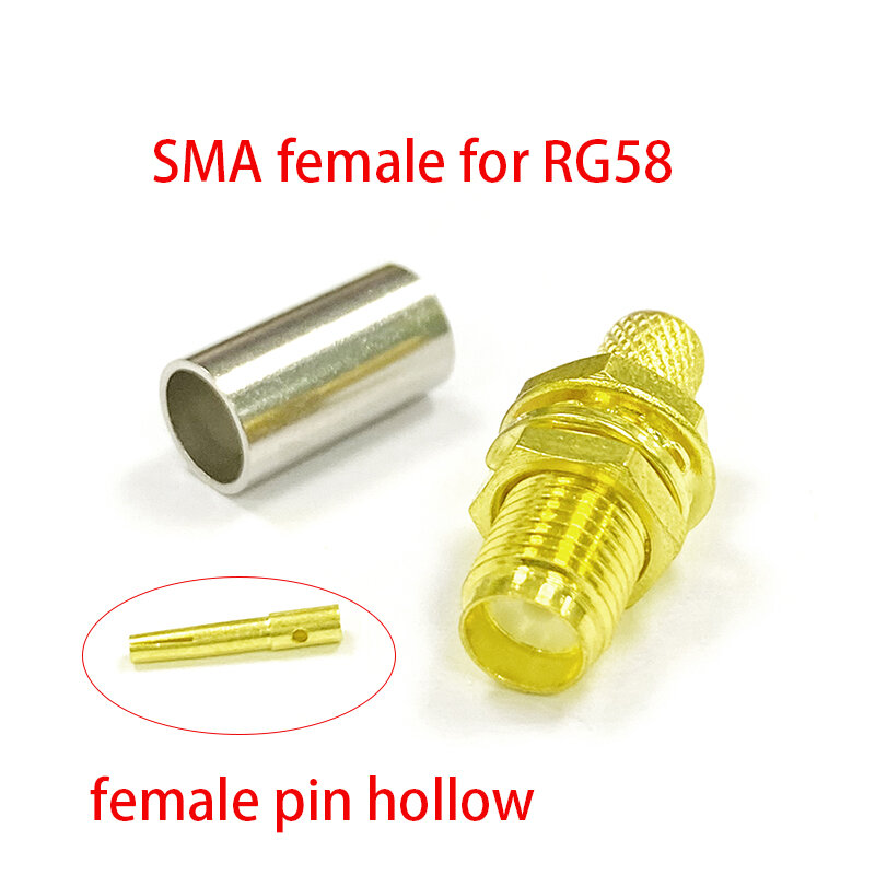 1pc  New SMA Crimp RF Connector Male Female RP Plug Jack For LMR195 RG58 Cable  Wire Terminal Wholesale for WIFI Antenna