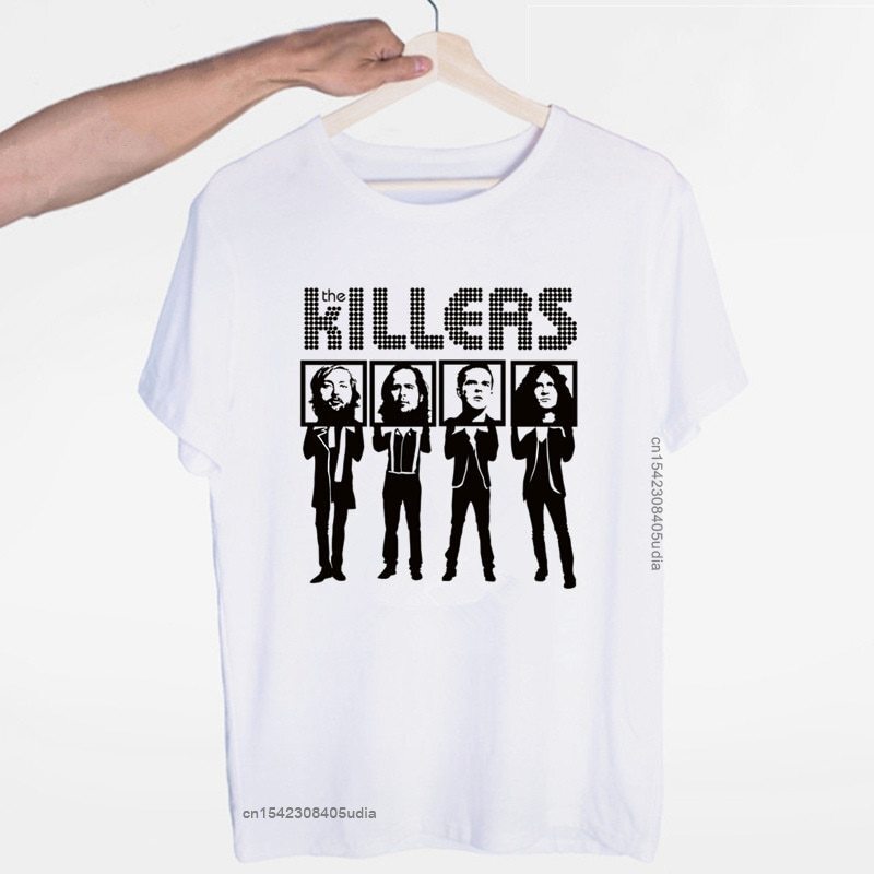 Men's The Killers Punk Rock Hipster Band T-Shirt S Moda Unisex Homens E Tshirt Engraçado Homens Tops Tees T Shirts Algodão Personalizado