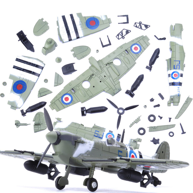 DIY lutador blocos de construção brinquedos, modelo lutador, armas militares, WW2, Alemanha, BF109, Reino Unido, furacão avião lutador, 4D, 22 centímetros
