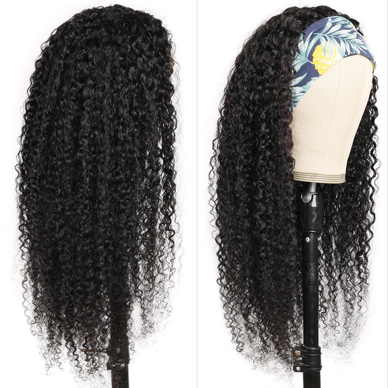 Peluca de cabello humano rizado para mujeres negras, pelo brasileño con diadema, bufanda, 30-36 pulgadas, 150% de densidad, Remy, Afro