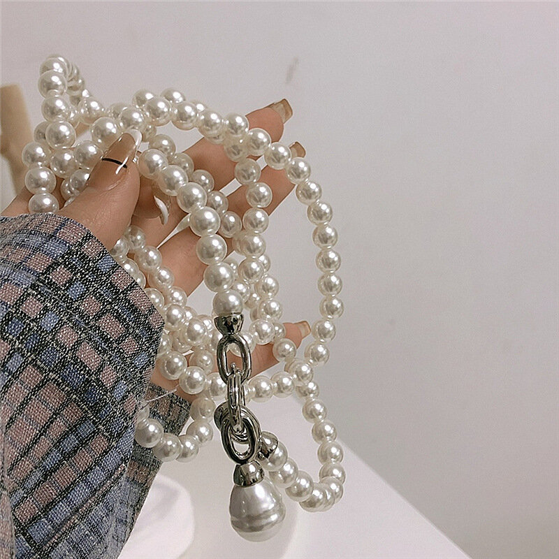 Oświadczenie perły długi naszyjnik dla kobiet osobowości łańcuchy duży wisior Collares biżuteria