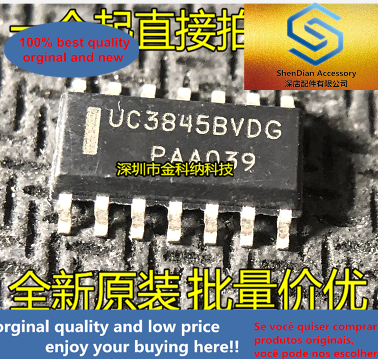 10 pces somente original novo uc3845bvdg sop14 remendo uc3845dr2g chip de controle do interruptor de alimentação ic