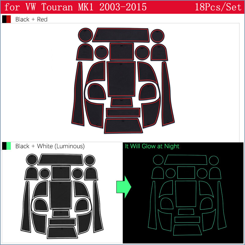 Dla VW Volkswagen Touran MK1 2003 ~ 2015 guma Anti-slipmata maty do schowków na drzwiach podstawka pod kubek maty do schowków Coaster akcesoria samochodowe 2004 2005 2006