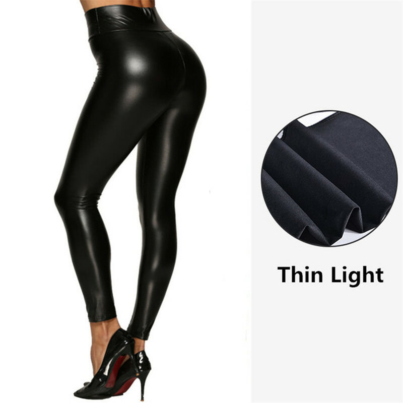 INDJXND Sexy Legging Punk Black Skinny Pants Fashion High Waist Stretch Push Up Wet Look Ankle-Length Gym Clothing Dropshipping