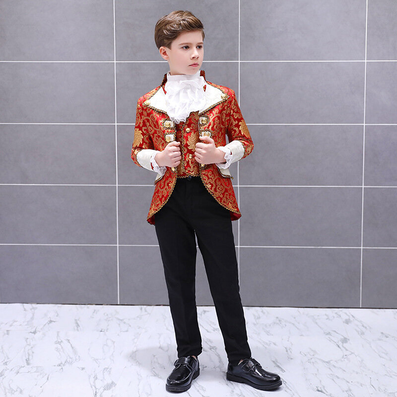 Детский костюм для мальчиков, детская ретро одежда для королевского двора в европейском стиле, одежда для выступлений, очаровательное сценическое платье с принцами, костюм, комплект брюк